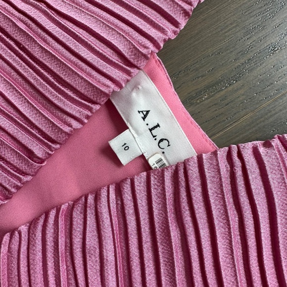 A.L.C. Angelina Plisse Satin Pleated Dress Chateau Rose Pink Halter Midi - 10 - Picture 5 of 11